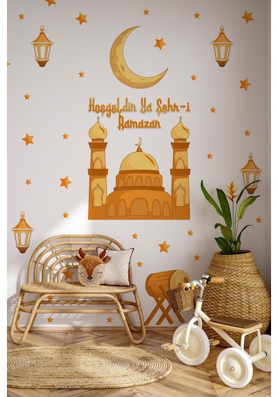 Hoşgeldin Ya Şehri Ramazan Temalı Özel Renklerde Özel Tasarım Ramazanı Şerif Sticker Seti Dijital Baskı