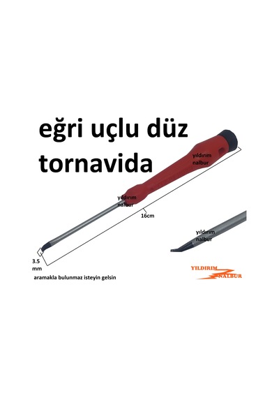 Tornavida Düz 3.5mm Eğri Uçlu Model Elektronikçi Tornavida İnce U