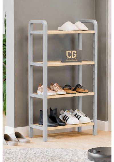 4 Katlı Ahşap Ayakkabılık 50 Cm Ahşap Çubuklu 4 Bölmeli Eko Raf Ünitesi Düzenleyici Açık Gri 4 Katlı Ahşap Ayakkabılık 50 Cm Ahşap Çubuklu 4 Bölmeli Eko Raf Ünitesi Düzenleyici Açık Gri