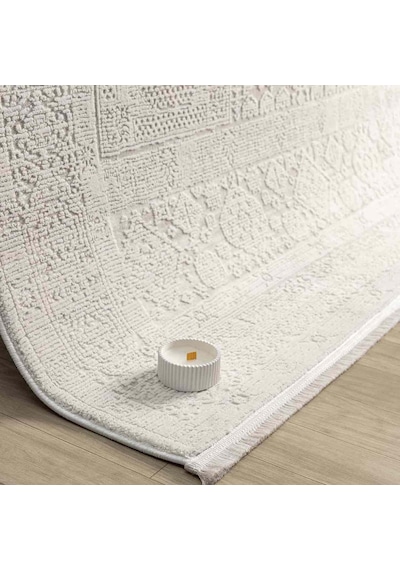 Minimal Krem Eskitme Desenli Halı - Mk12004krs