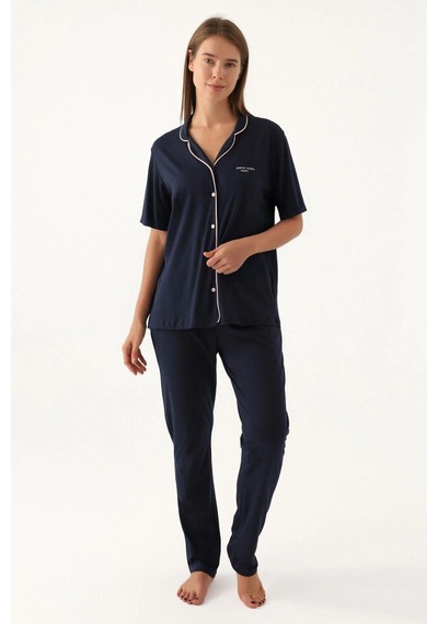 Pierre Cardin 7715 Kadın Kısa Kollu Gömlek Pijama Takımı-lacivert Lacivert