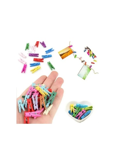 Herşeytrend 100lü Renkli Ahşap Mandal Seti 2.5 Cm