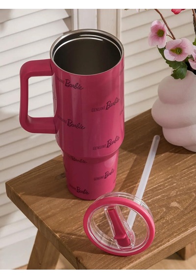 Lcw Joy Karışık Barbie Baskılı Kulplu Termos Bardak 1200 Ml Pembe
