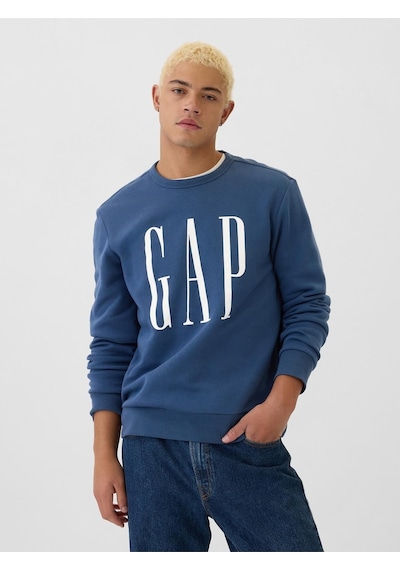 Erkek Mavi Logo Fleece Sweatshirt-13940 Lacivert