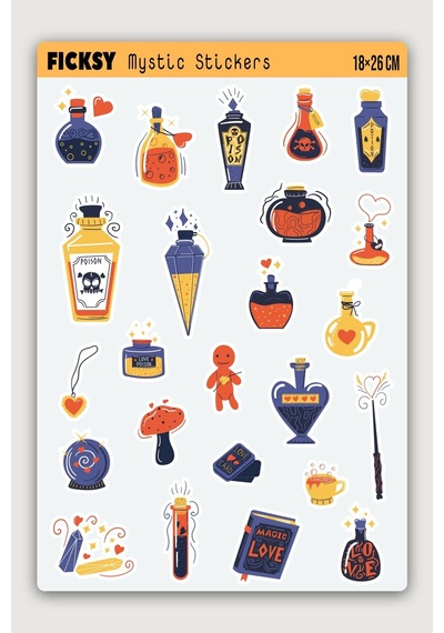 Mistik Sticker Seti - 24 Adet Etiket Çıkartma Diğer