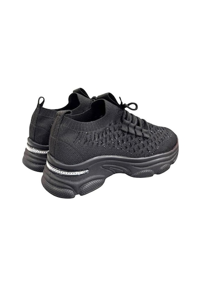 Aybaak 5008 Taşlı Dolgu Topuk Kadın Ayakkabı Sneaker Siyah