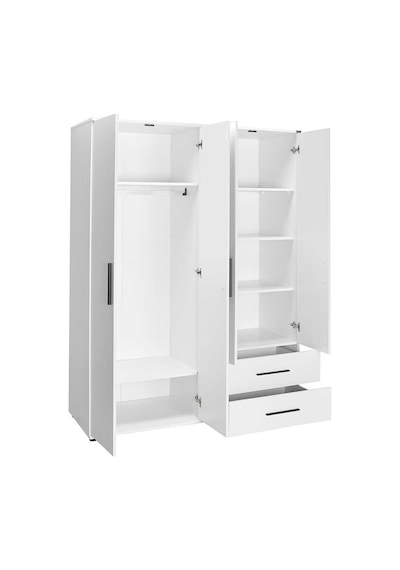 White 4 Kapaklı 2 Çekmeceli Gardırop-mat Beyaz 137x187x52 Cm Gxyxd