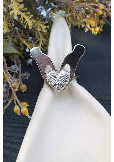 6 Adet Gümüş Love is a Passion Peçete Halkası - Napkin Ring