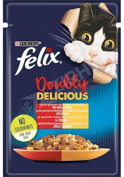 5 Adet Felix Çifte Lezzet Sığır Ve Tavuklu Yaş Kedi Maması 85 Gr