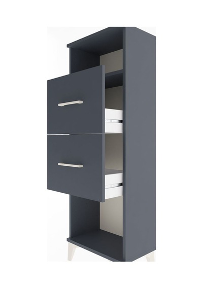 Arges Dolap Tek Raflı 2 Çekmeceli 44x30x134 Antrasit-antrasit Antrasit