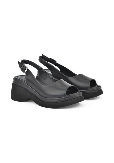 Ziya, Kadın Hakiki Deri Topuklu Sandalet 151992z64003 Siyah 151992z64003 000 Siyah