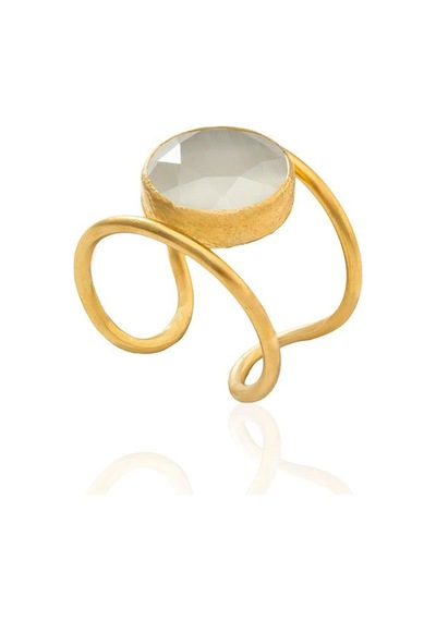 Kadir Jewellery 22 Ayar Altın Kaplama Kadın Zirkon Taşlı Yüzük Beyaz