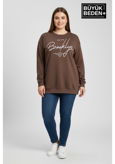 Süperlife Kadın Büyük Beden El Yazılı Brooklyn Baskılı Bisiklet Yaka İnce Sweatshirt Spr26bswk956-6 Kahverengi Süperlife Kadın Büyük Beden El Yazılı Brooklyn Baskılı Bisiklet Yaka İnce Sweatshirt Spr26bswk956-6 Kahverengi