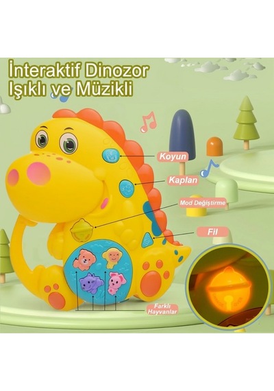 Vardem Eğitici İnteraktif Müzikli Ve Işıklı Dinozor Bebek Oyuncağı - Hayvan Sesli Piyano