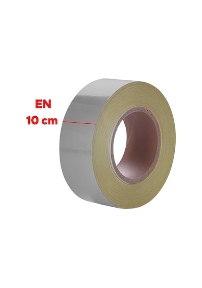 Badem10 Metalize Gri Renk Düz Desensiz En 10 Cm 1 Mt İkaz Bandı Reflektif Gece Parlayan Reflektörlü Bant