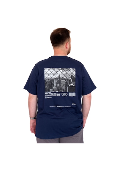 Mode Xl Büyük Beden Erkek T-shirt Bisiklet Yaka Nyc New York U25019 İndigo İndigo
