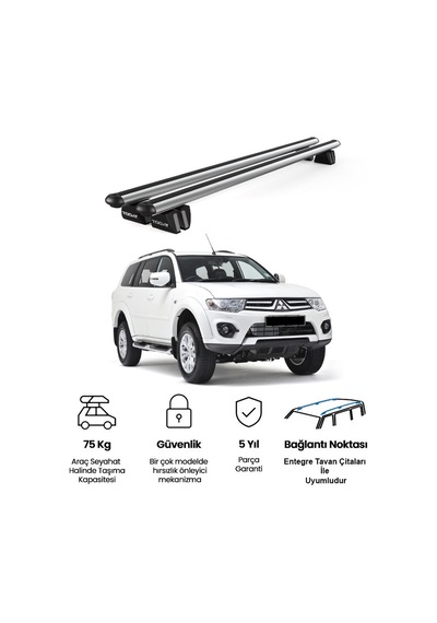 Pençe Mitsubishi Pajero 2009-2016 Uyumlu Gri Ara Atkı 109cm Port Bagaj Tavan Barı