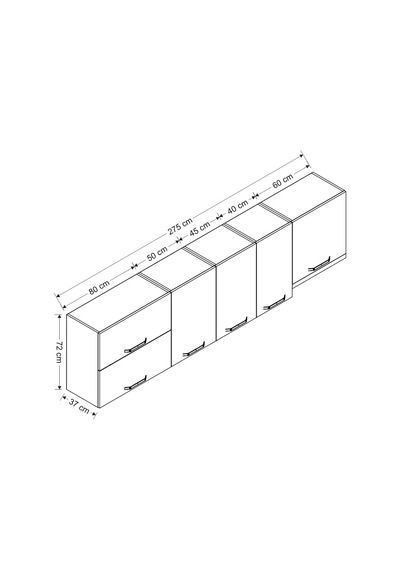 Minar 275 Cm Mutfak Dolabı Beyaz 275-b5-üst Modül