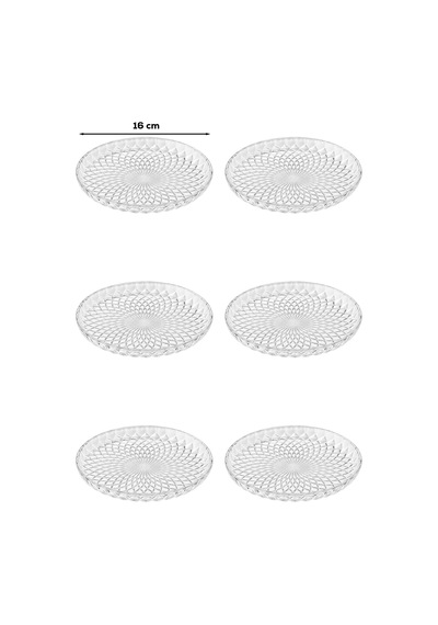 Porsima Tokyo 10788 6'lı Desenli Cam Pasta Tabak Seti 16 Cm Tatlı & İkram Tabağı