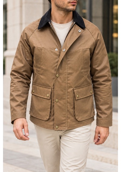 Polo State Kadife Yakalı Çıtçıt Ve Fermuar Kapamalı 4 Cepli Erkek Ceket - Camel Polo State Kadife Yakalı Çıtçıt Ve Fermuar Kapamalı 4 Cepli Erkek Ceket - Camel
