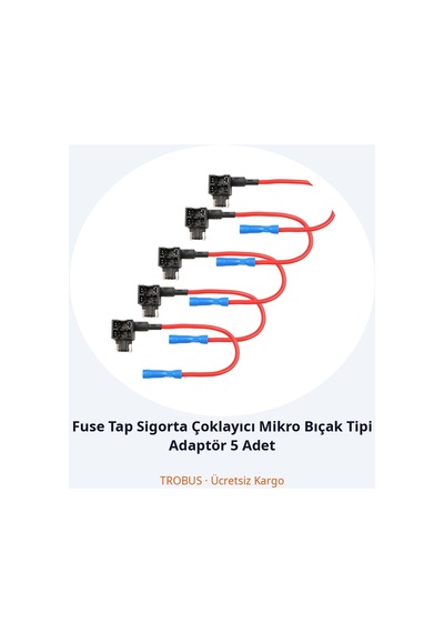 Trobus Fuse Tap Sigorta Çoklayıcı Mikro Bıçak Tipi Adaptör 5 Adet Diğer