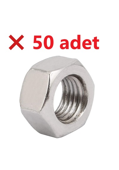 Paslanmaz Krom Somun. M6. 50 Adet. 4mm.