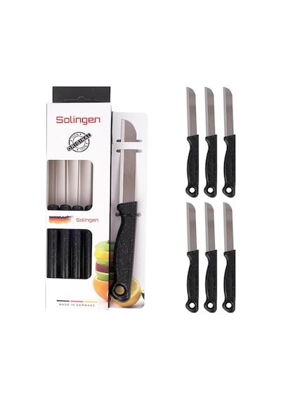 Solingen Germany Simli Meyve Bıçağı 6'lı Siyah Soyma Doğrama Dilimleme