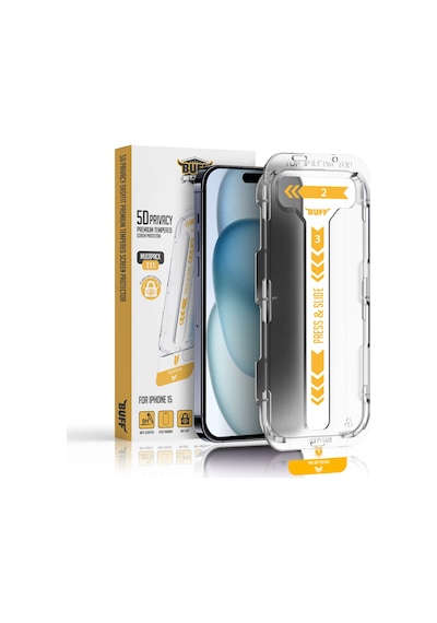 Buff Apple iPhone 15 Uyumlu 5d Hayalet Ekran Easyfit Ekran Koruyucu