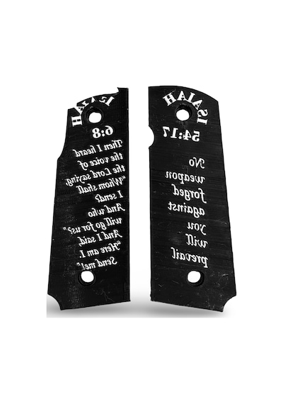 Rigor Universe Colt 1911 Uyumlu Tabanca Kabzası Grip Petg 3d Baskı Ayetli Isaiah 54:17 6:8 Siyah