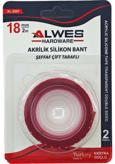 Alwes Hardware Çift Taraflı Akrilik Silikon Bant 18mm X 2yrd.