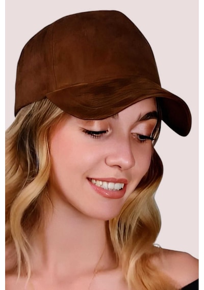 Unisex Vegan Süet Şapka Kahverengi