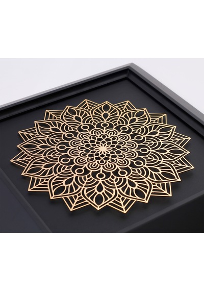 Zekupp Mandala Temalı Ahşap Tablo, Duvar Dekorasyonu El Yapımı Ta