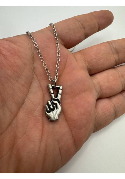 Barış Peace El İşareti Figürlü Unisex Kolye Sevgi, Umut Ve Özgürlük Simgesi Çok renkli