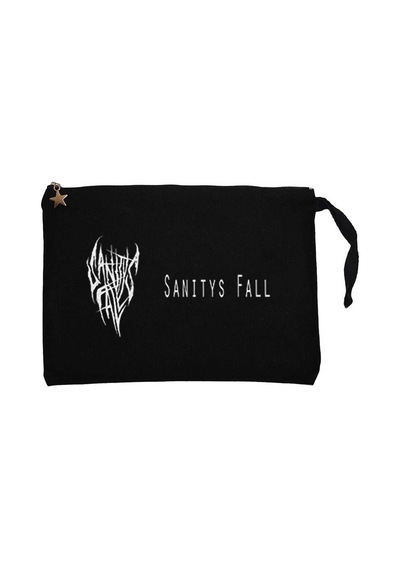 Sanitys Fall Text Siyah Clutch Astarlı Cüzdan / El Çantası