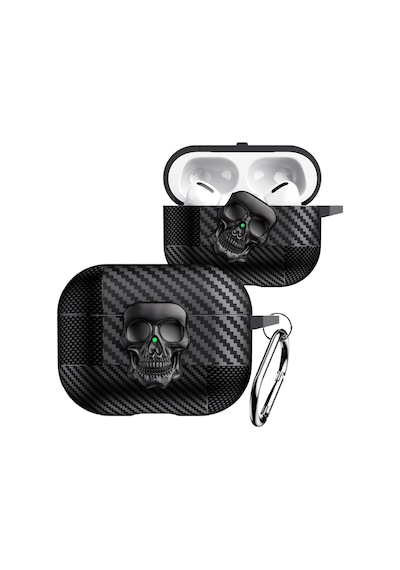 Airpods Pro 3.nesil Ile Uyumlu Karbon Fiber Hybrid Polymer Technology Kafa Tası Tasarımlı Premium Kulaklık Kılıfı Siyah-siyah