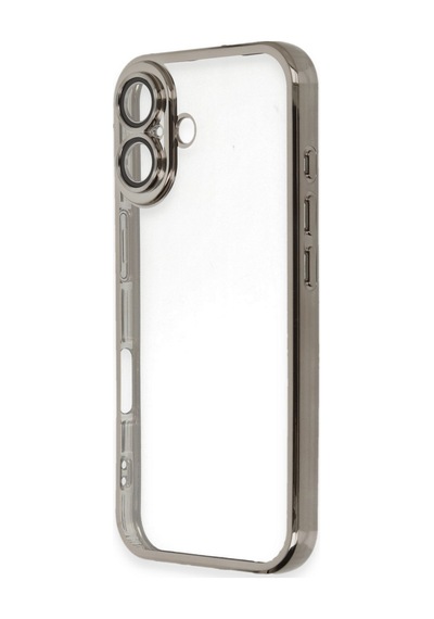Apple iPhone Uyumlu  16 Plus Uyumlu Kılıf Lensli Silikon - Titanyum Gri