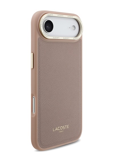 Apple Uyumlu iPhone 17 Air Kılıf Lacoste Lisanslı M-safeli Champs Elysees Pu Deri Tasarımlı Kapak Pembe Pembe