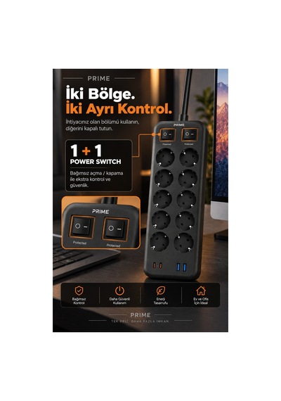 Robeve Fulltech Prıme 10 Lu Akım Korumalı Priz 3680w - 1050j Koruma, 2 Usb-c + 2 Usb-a, 2 Metre Kablolu, 1+1 Bağımsız Aç/kapa Anahtarlı Çoklu Uzatma Prizi Grup Priz 10'lu Priz 2 M Robeve Fulltech Prıme 10 Lu Akım Korumalı Priz 3680w - 1050j Koruma, 2 Usb-c + 2 Usb-a, 2 Metre Kablolu, 1+1 Bağımsız Aç/kapa Anahtarlı Çoklu Uzatma Prizi Grup Priz 10'lu Priz 2 M