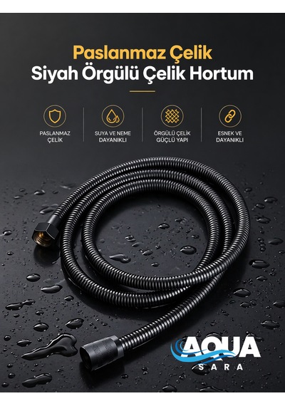 6 Parça Yüksek Basınçlı Filtreli Duş Başlığı Seti 6 Modlu, 3 Yedek Filtreli, Hortum Ve Duş Başlığı Tutucu Siyah