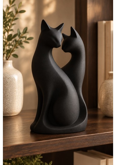 Kedi Çifti Biblo Minimalist Dekorasyon 92969143