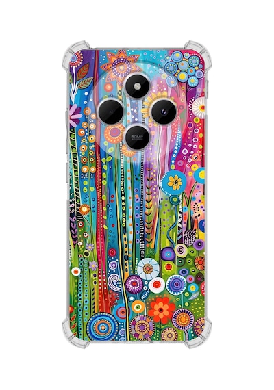 Printify Redmi 14c İle Uyumlu Düşlerin Dansı Serisi Folklorik Bahçe Tasarımlı Uv Baskılı Köşe Korumalı Antişok Kılıf Şeffaf