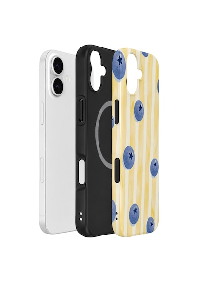Apple iPhone Uyumlu 17 Vorian Çift Katmanlı Magsafe Kılıf Blueberry Sun Stripe