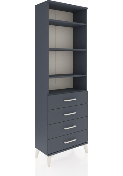 Arges Dolap 4 Raflı 4 Çekmeceli 60x30x182 Antrasit-antrasit Antrasit