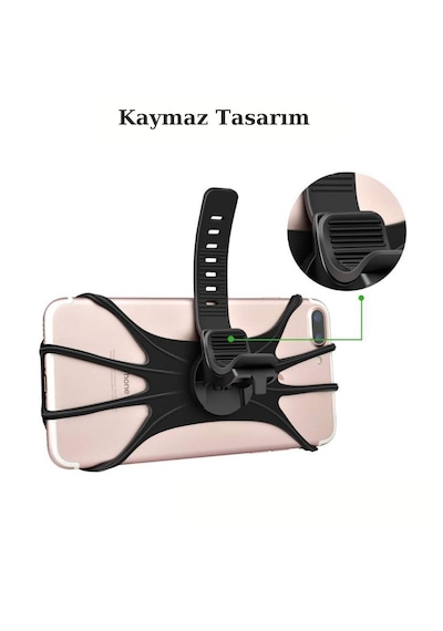 Universal Bisiklet Motosiklet Çocuk Arabası Silikon 360 Derece Telefon Tutucu Tüm Modellerle Uyumlu Açık Füme - Füme - Kahverengi