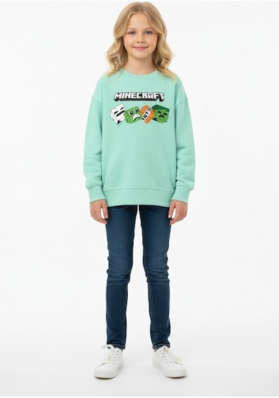 Seabubbles Minecraft Çocuk Sweatshirt St09533 Yeşil