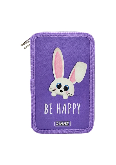 Xl Jumbo Model Sevimli Tavşan Kalem Kutusu Organizer Kalemkutu 3 Bölmeli Kalemlik Mor Mor