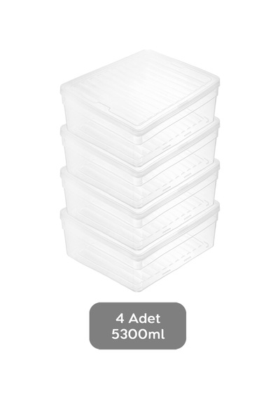 Meleni Home Şeffaf Kapak Düzenleyici Organizer Derin Mikrodalga Uyumlu Erzak Gıda Saklama Kabı Set 4'lü 5300 ML
