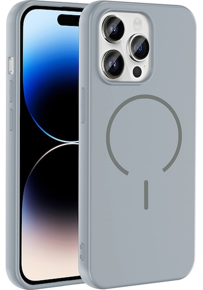 Apple Uyumlu iPhone 14 Pro Max Kılıf M-safe Şarj Özellikli Mkst Meta Kapak - Mürdüm Mürdüm