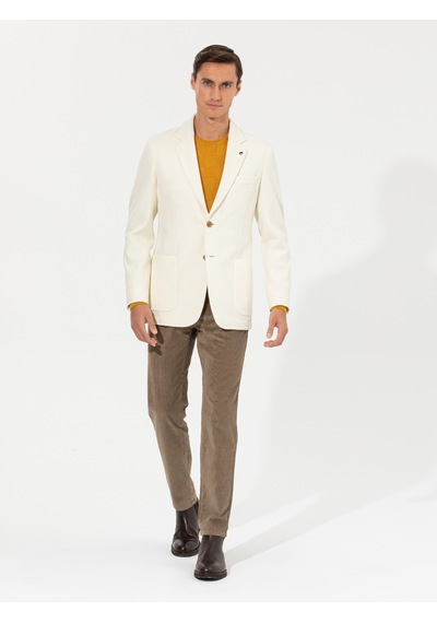 Cacharel Beyaz Slim Fit Yün Karışımlı Balıksırtı Ceket Cacharel Beyaz Slim Fit Yün Karışımlı Balıksırtı Ceket