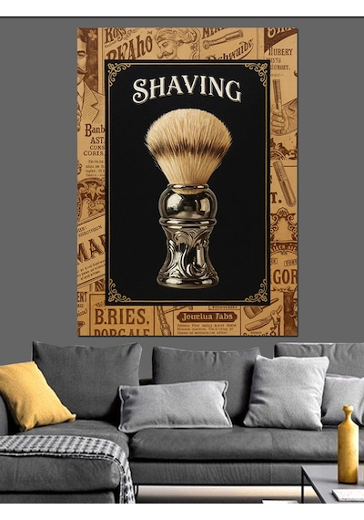 Tıraş Olma Retro Afiş Dekoratif Kanvas - Mdf Ahşap Tablo